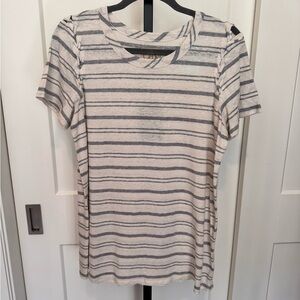 NWT Chaser Women's White and Gray Striped Tee